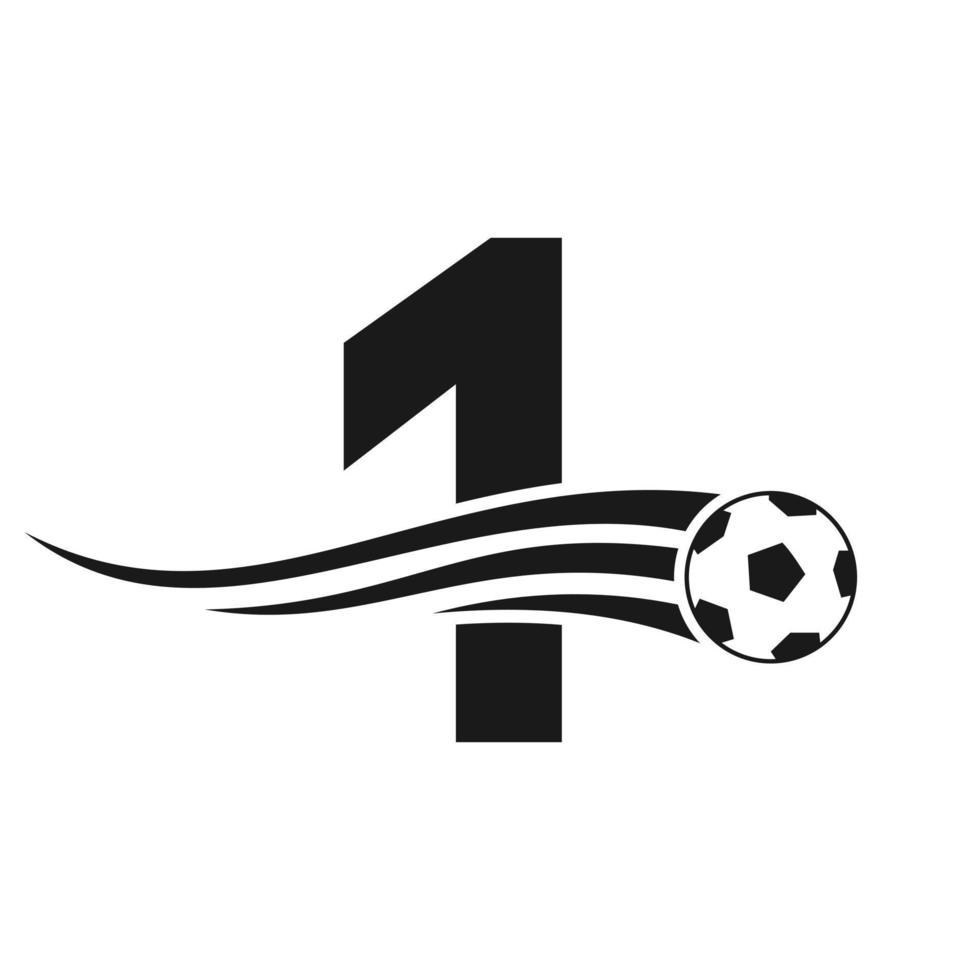 Soccer Football Logo On Letter 1 Sign. Soccer Club Emblem Concept Of Football Team Icon vector