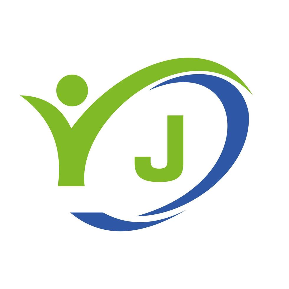 Initial Letter J Logo, Medical Design with Human Symbol vector