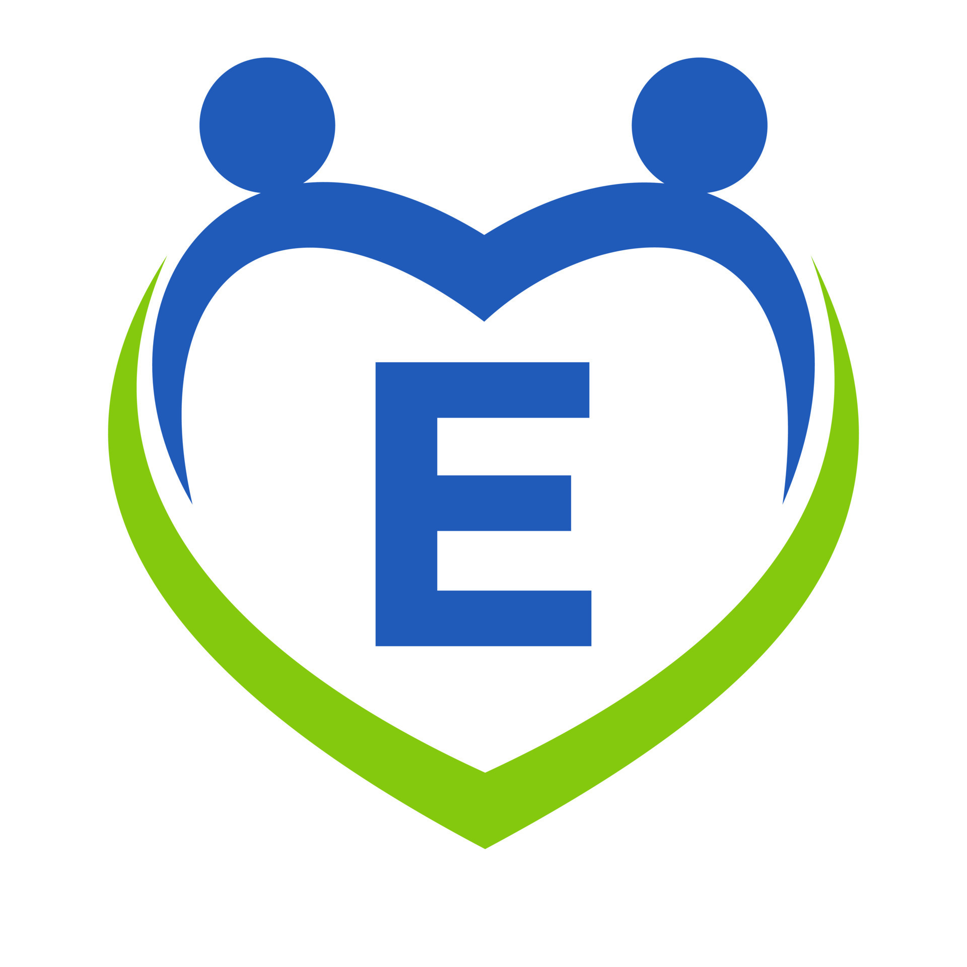 Health Care Sign On Letter E Template. Unity and Teamwork Logo Design