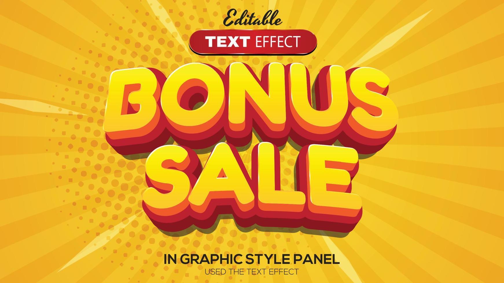 3D editable text effect bonus sale theme vector