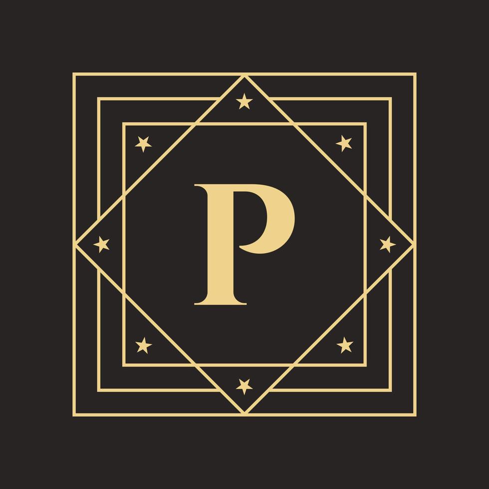 logotipo creativo de la letra p con un concepto de lujo elegante y con estilo. plantilla de logotipo de lujo inicial vector