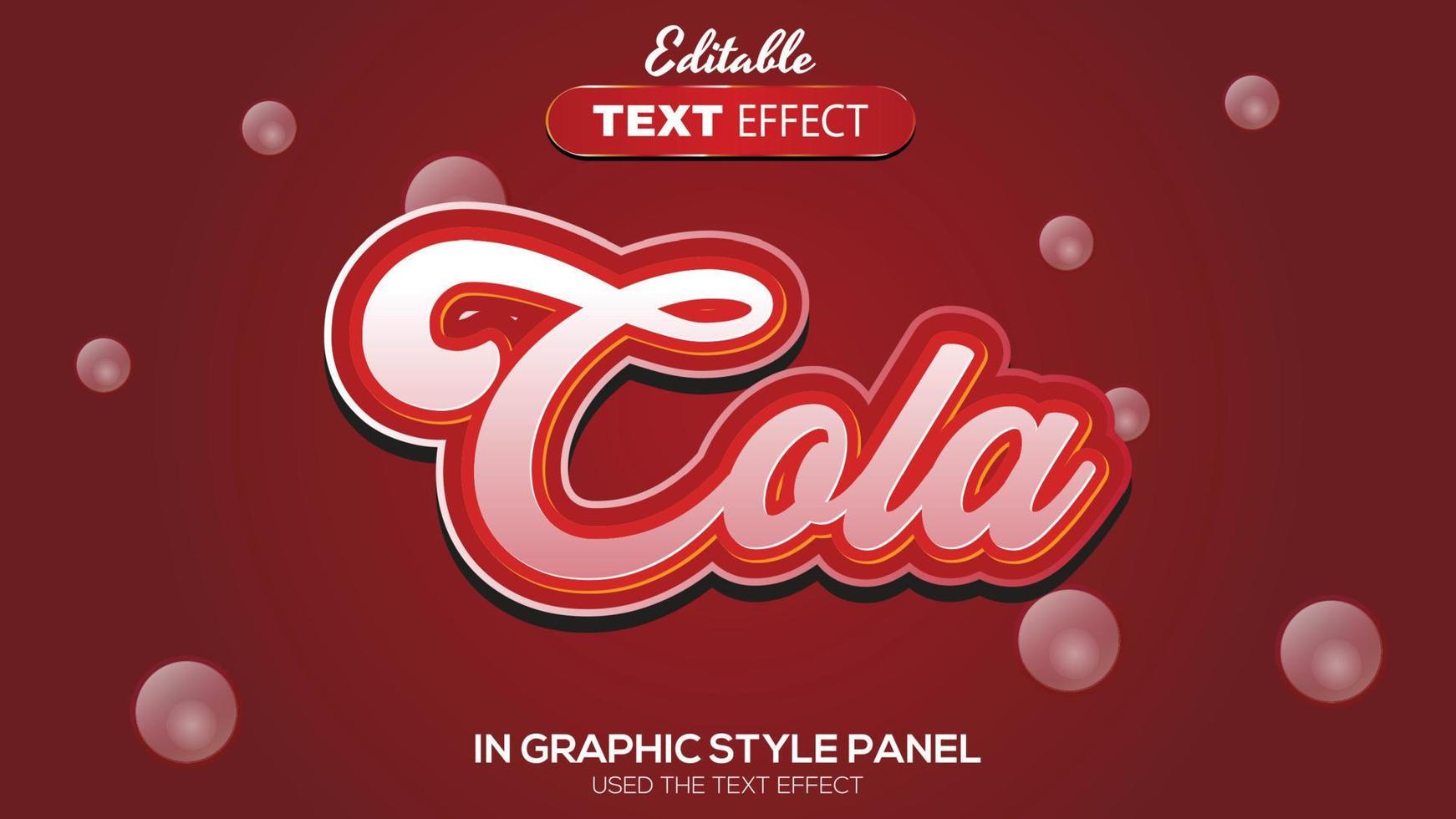 Tema de cola de efecto de texto editable 3d vector