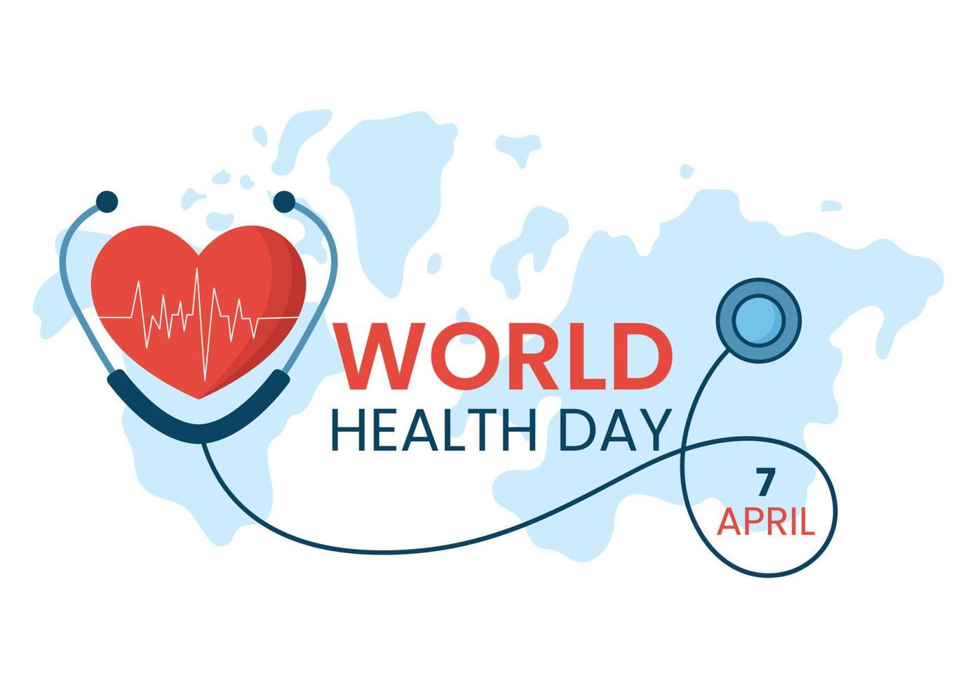 World Health Day on April 7th Illustration with Earth and HealthCare for Web Banner or Landing Page in Flat Cartoon Hand Drawn Templates vector