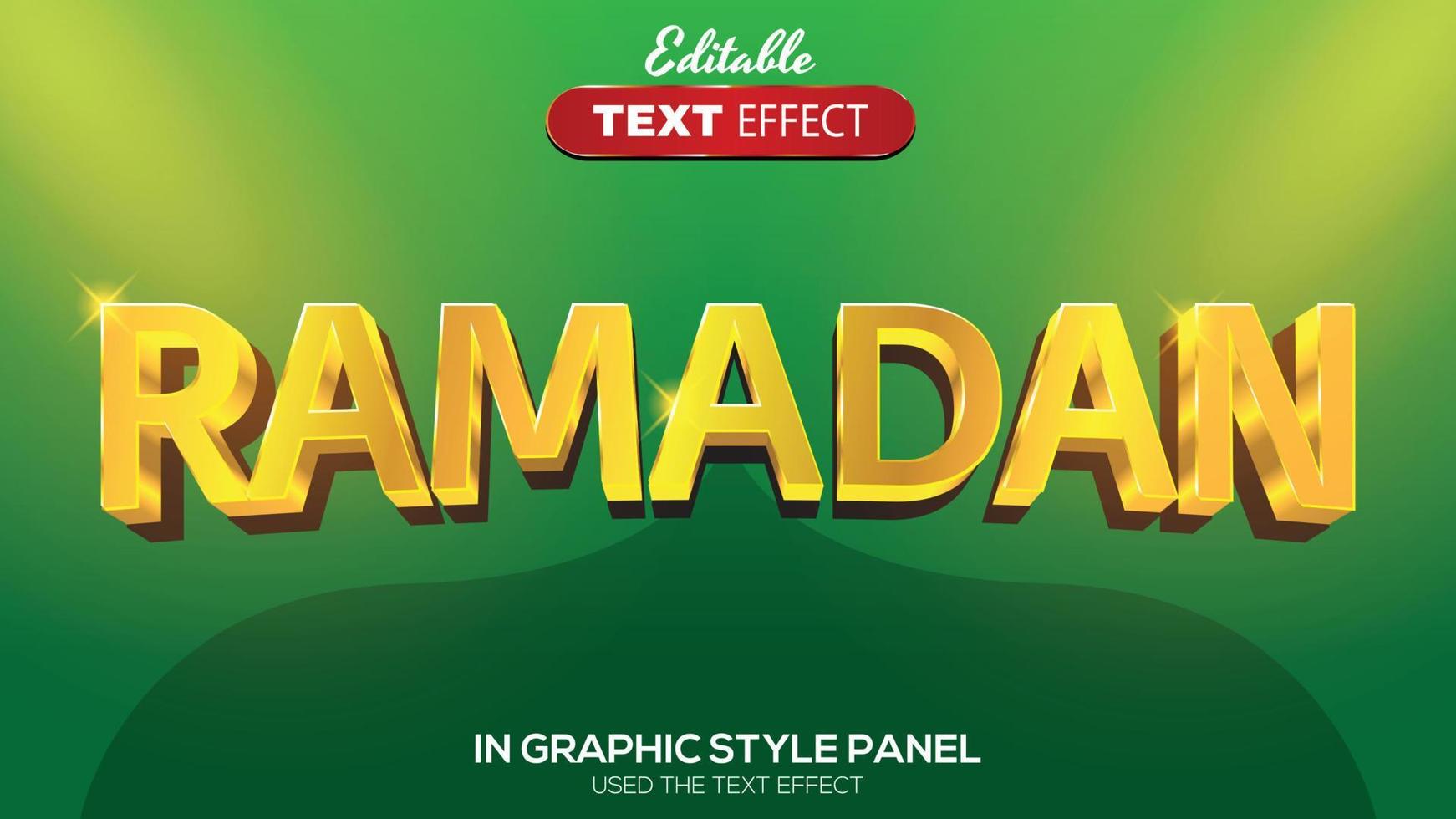 Tema de ramadán con efecto de texto editable en 3d vector