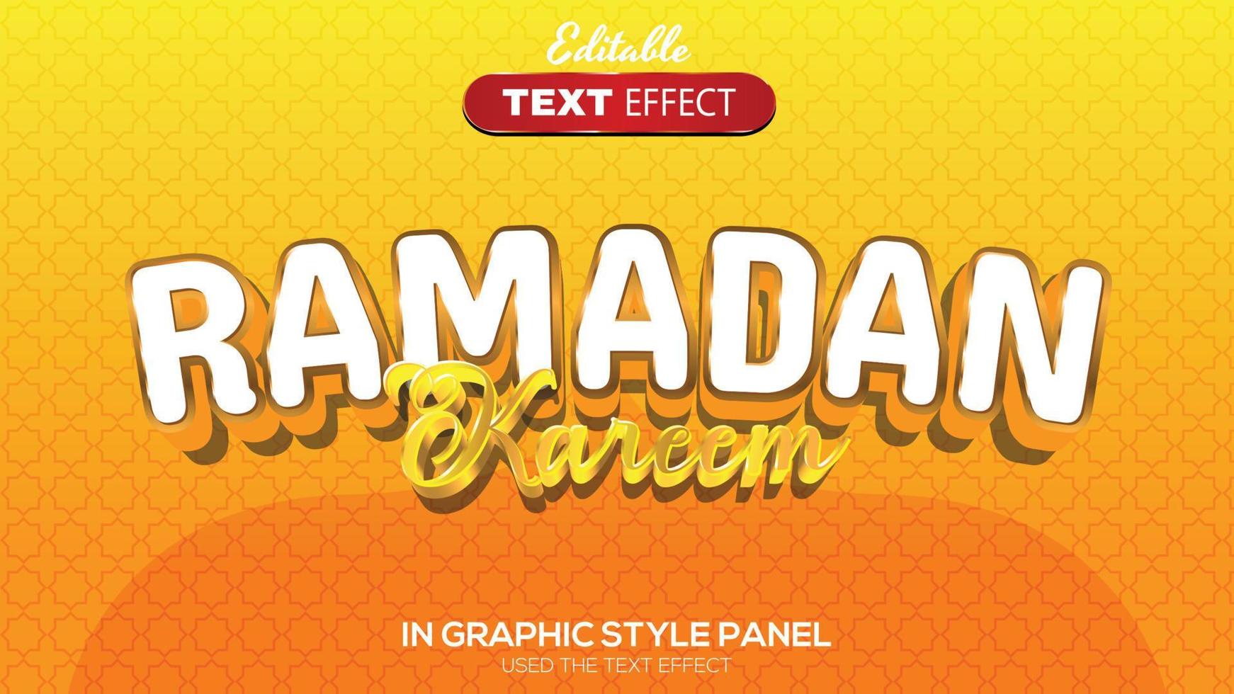 Print3D editable text effect ramadan theme vector