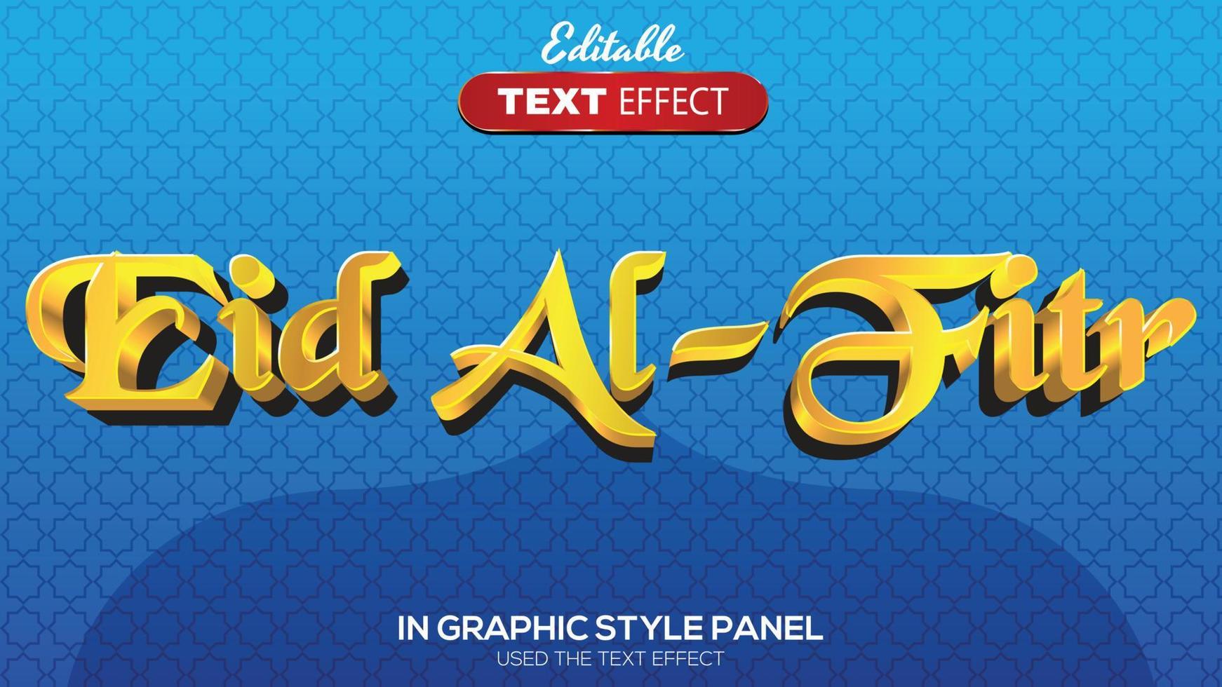 3D editable text effect eid al fitr theme vector