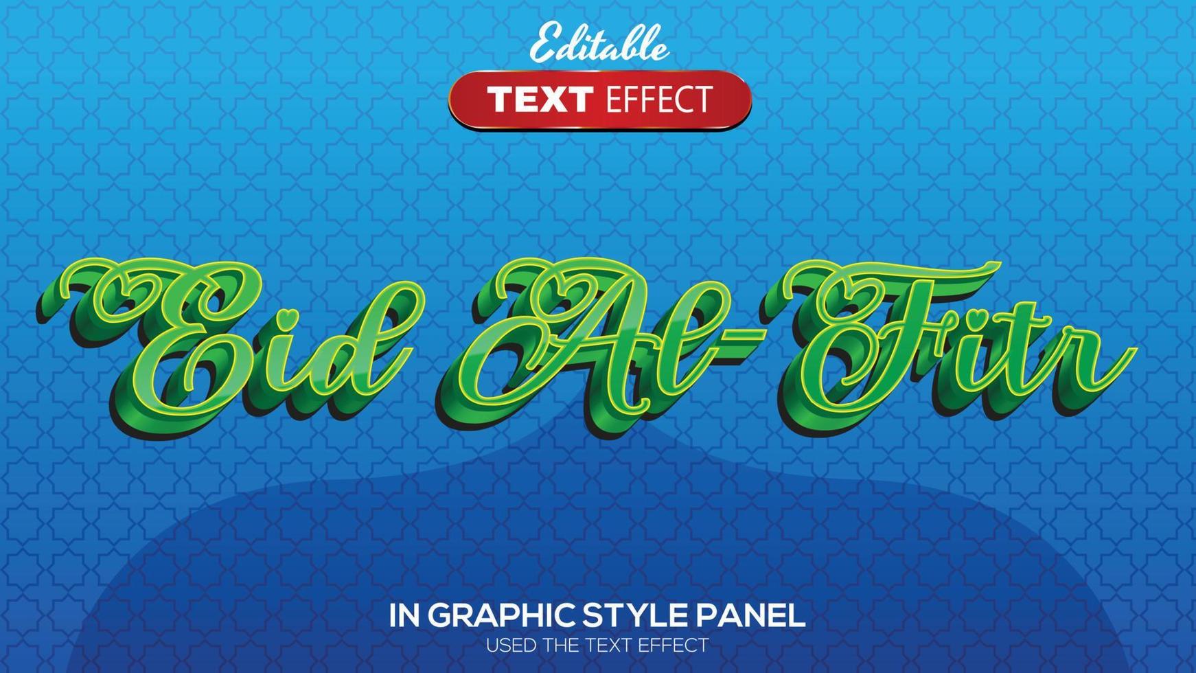 Print3D editable text effect eid al fitr theme vector