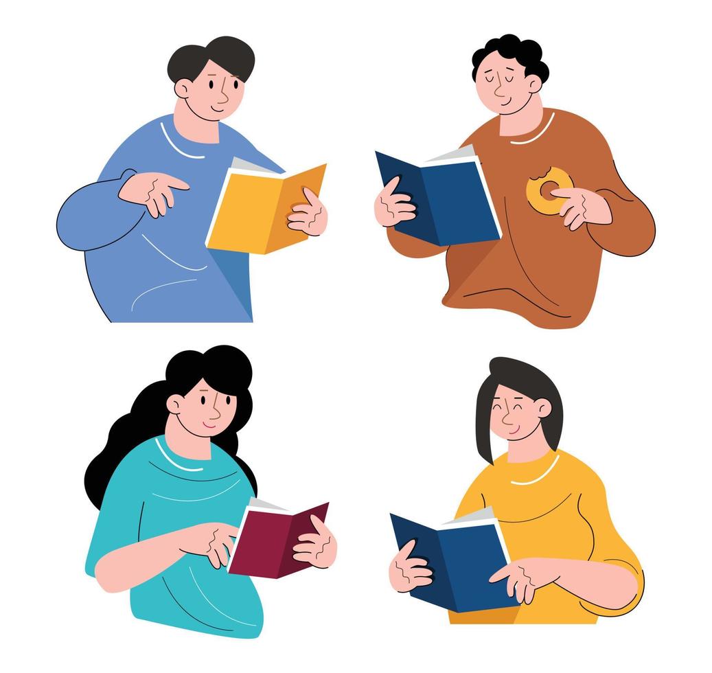 character people read book vector illustration