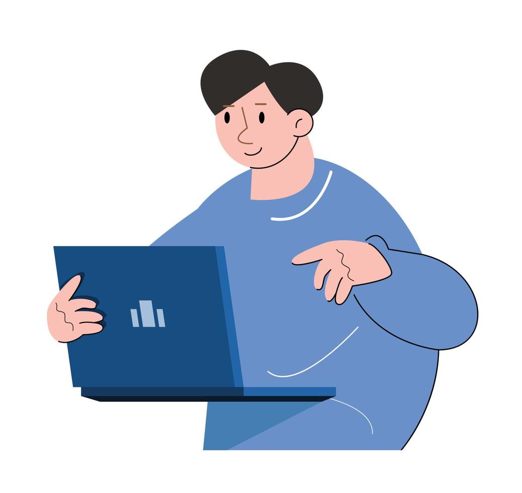 character people using laptop vector illustration