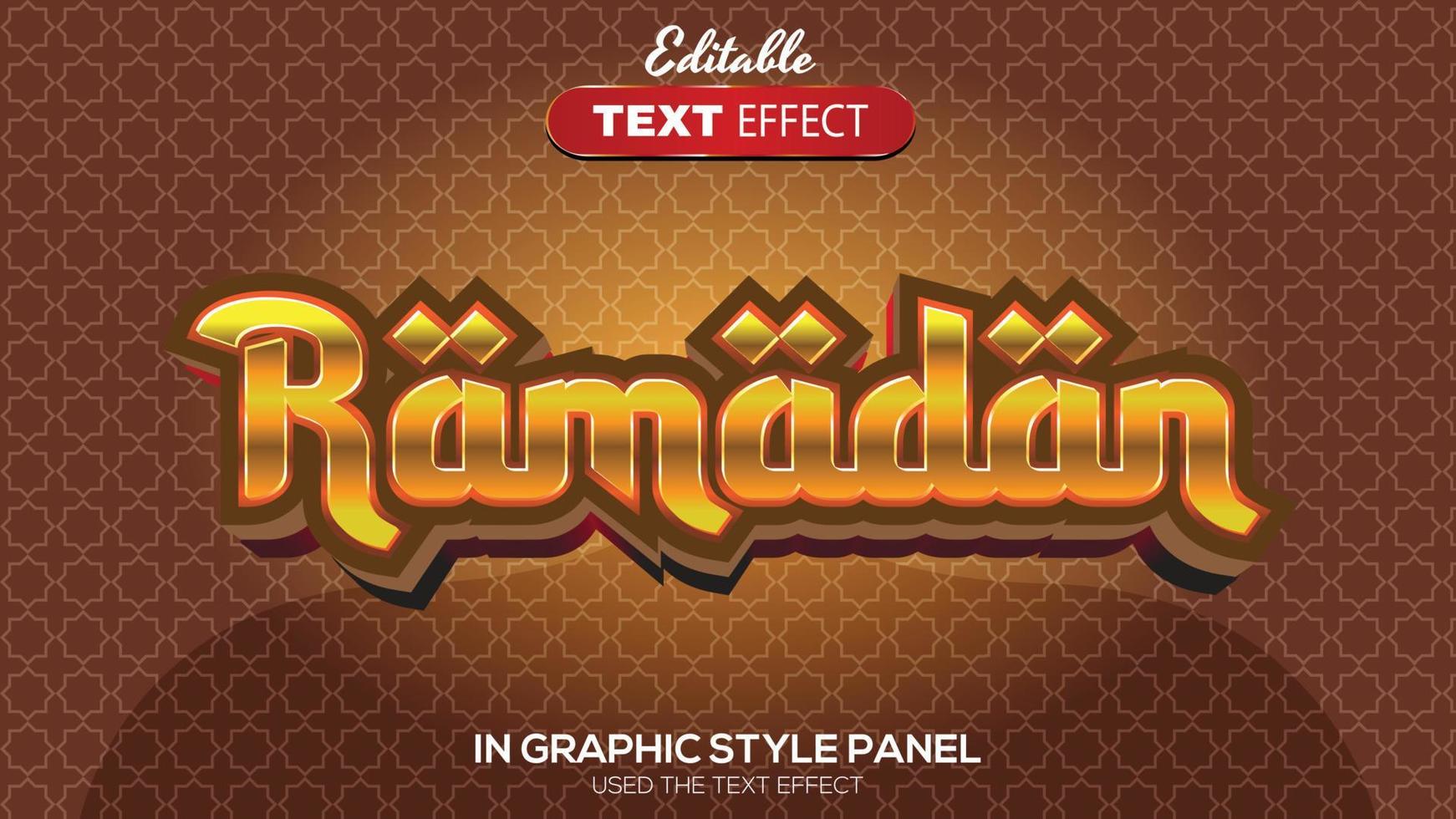 Tema de ramadán con efecto de texto editable en 3d vector