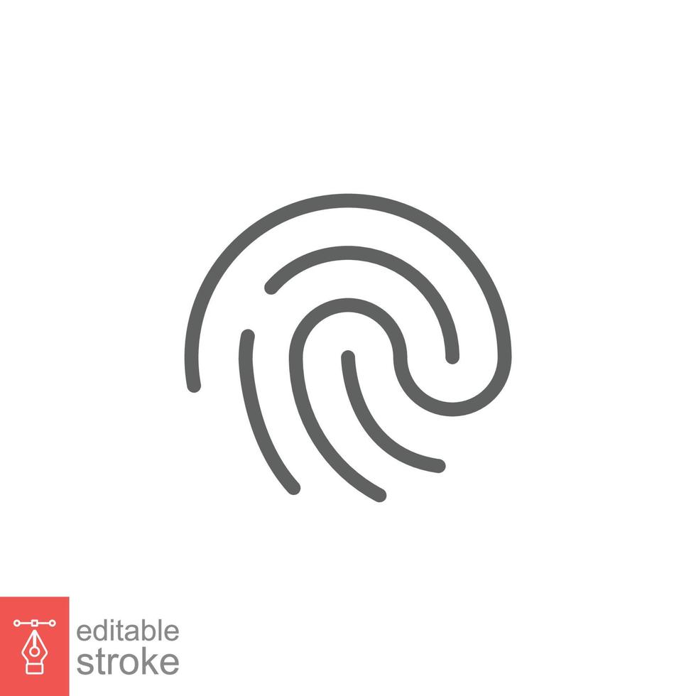 Fingerprint line icon. Simple outline style. Finger print, unique thumbprint, thumb scan id access, technology concept. Vector illustration isolated on white background. Editable stroke EPS 10.