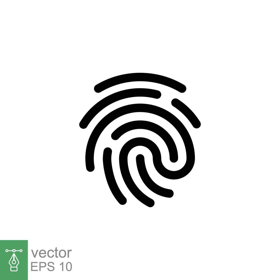 icono de línea de huella digital. estilo de esquema simple. huella digital, huella digital única, identidad del pulgar, acceso a la identificación de escaneo, concepto de tecnología. diseño de ilustración vectorial aislado sobre fondo blanco. eps 10. vector