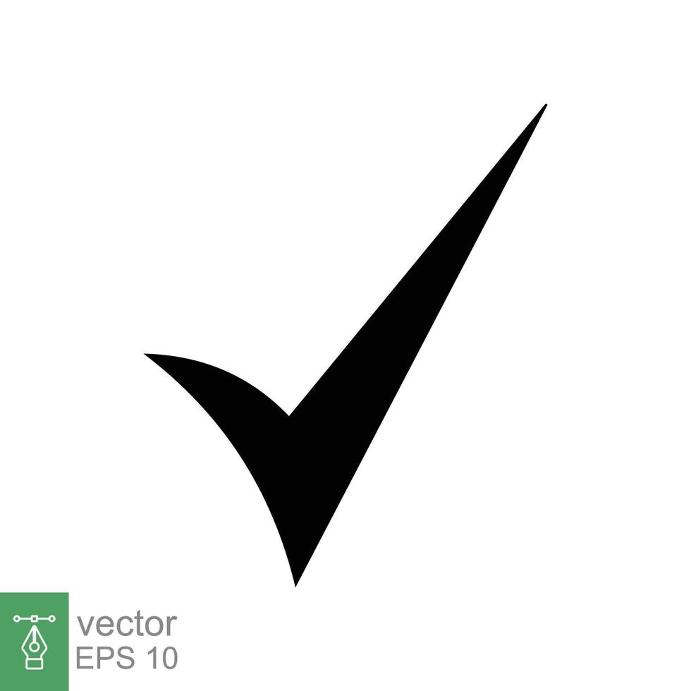 icono de marca de verificación. estilo plano sencillo. plantilla de logotipo correcta, diseño de marca abstracta, ok, concepto aprobado. sólido, símbolo de glifo. ilustración vectorial aislado sobre fondo blanco. eps 10. vector