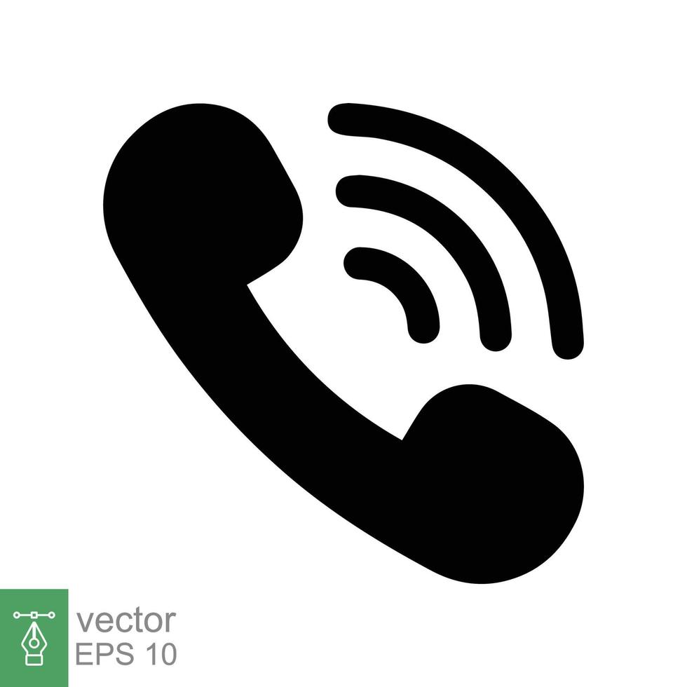 Phone call icon. Simple flat style. Old phone, cell phone, contact concept. Solid, glyph symbol. Vector illustration isolated on white background. EPS 10.