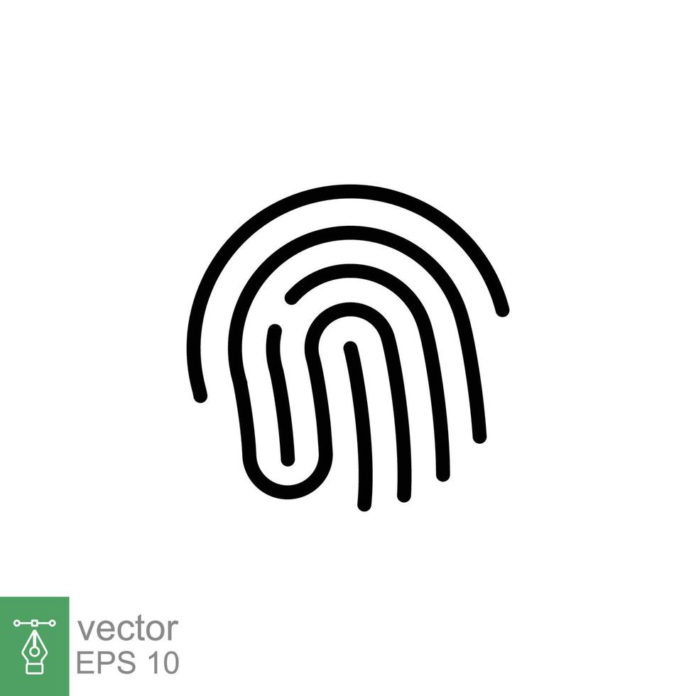 icono de línea de huella digital. estilo de esquema simple. huella digital, huella digital única, identidad del pulgar, acceso a la identificación de escaneo, concepto de tecnología. diseño de ilustración vectorial aislado sobre fondo blanco. eps 10. vector