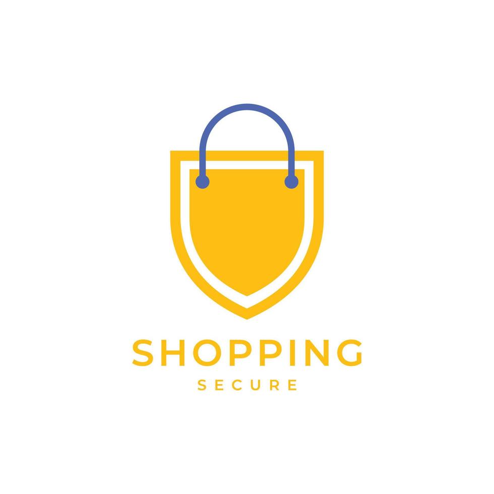 shopping secure guard shield bag logo design vector icon illustration template