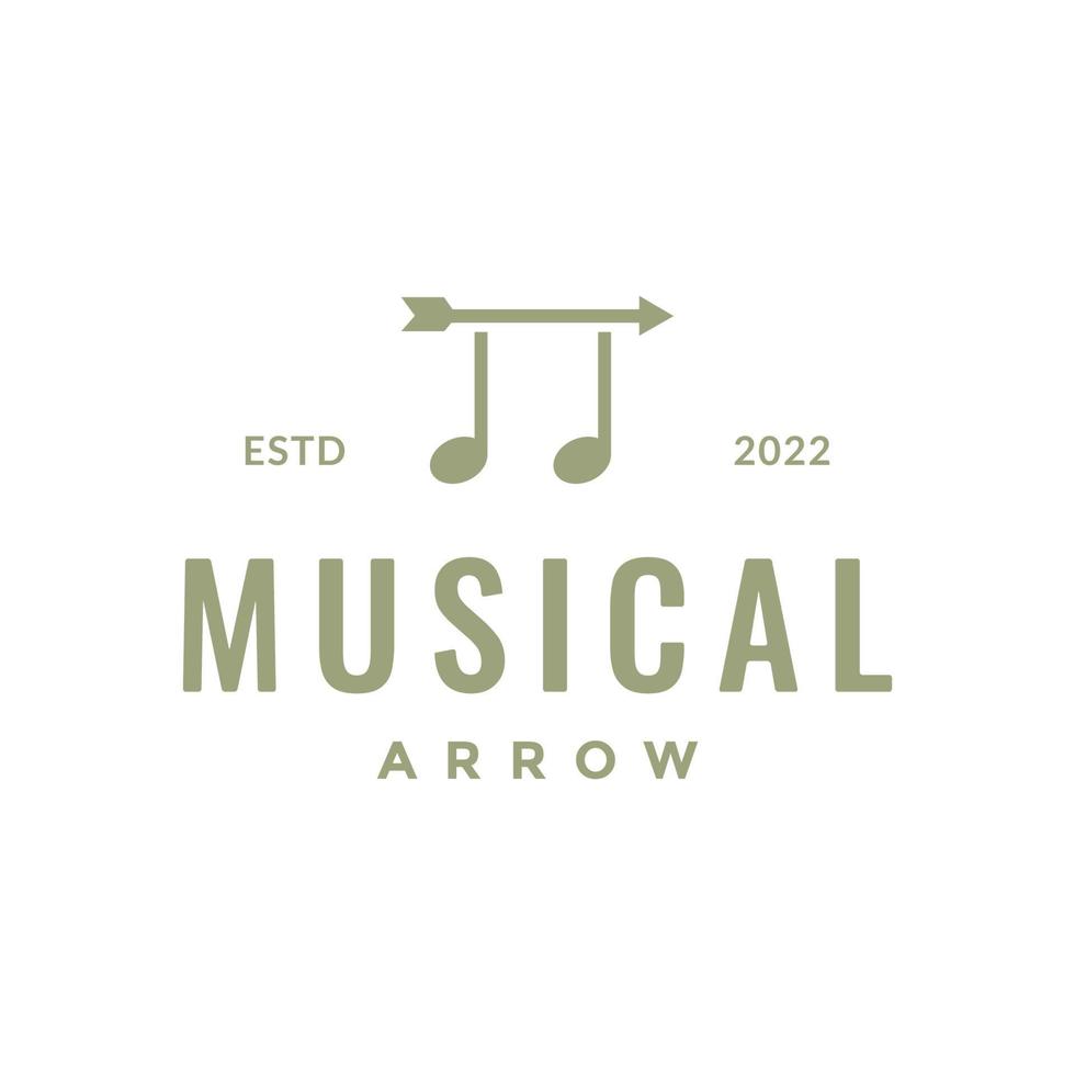 instrument music note arrows song hipster logo design vector icon illustration template