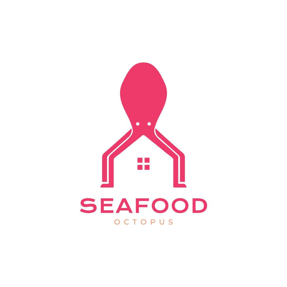 hogar de mariscos pulpo comida restaurante sabor receta logotipo diseño vector icono ilustración plantilla