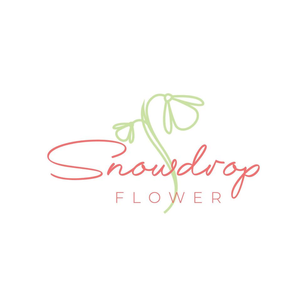 belleza femenina flores nieve caída líneas logotipo diseño vector icono ilustración plantilla