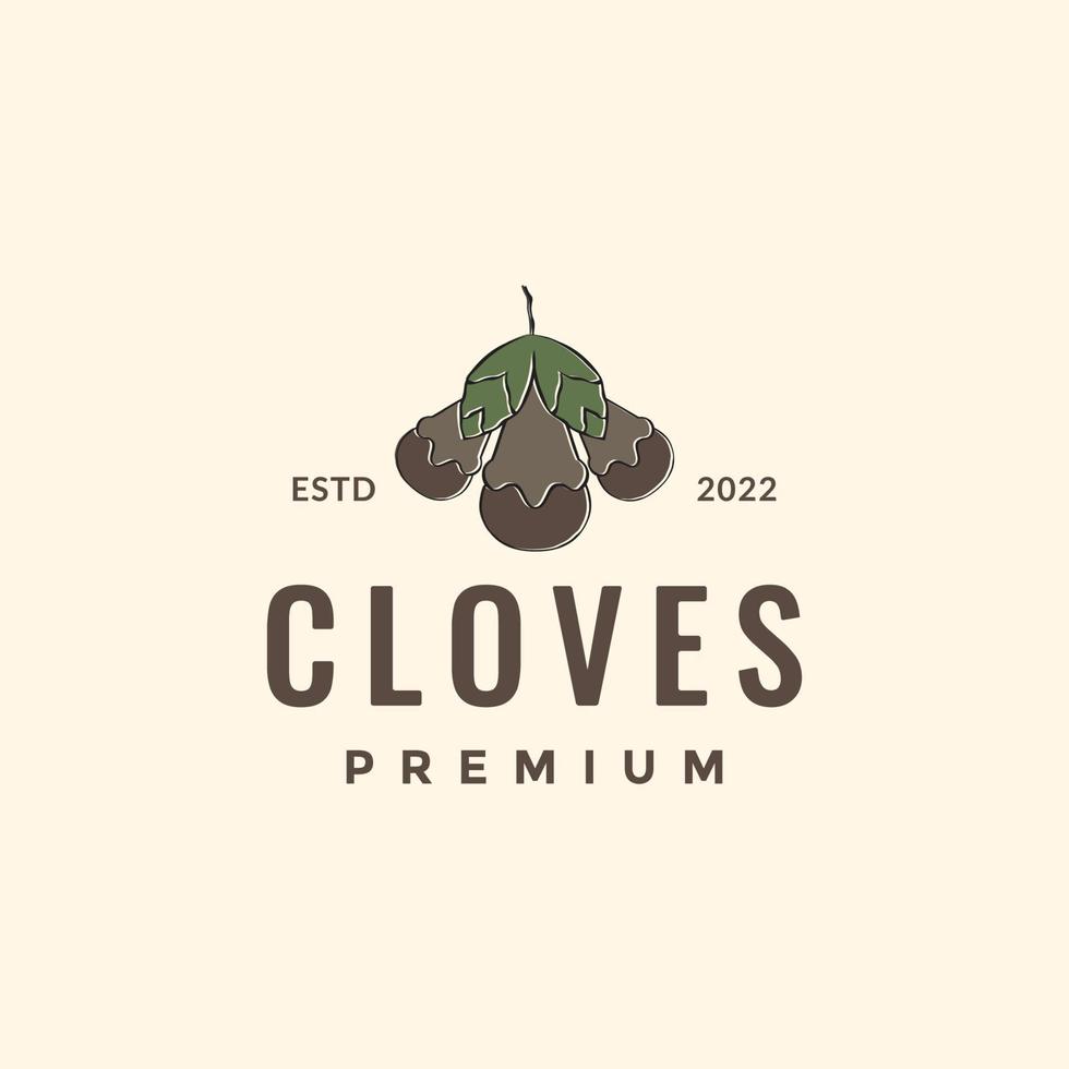 clove and leaves spice and cigar colored hipster logo design vector icon illustration template