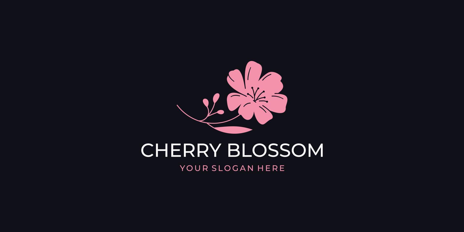 Cherry blossom logo design vector template.
