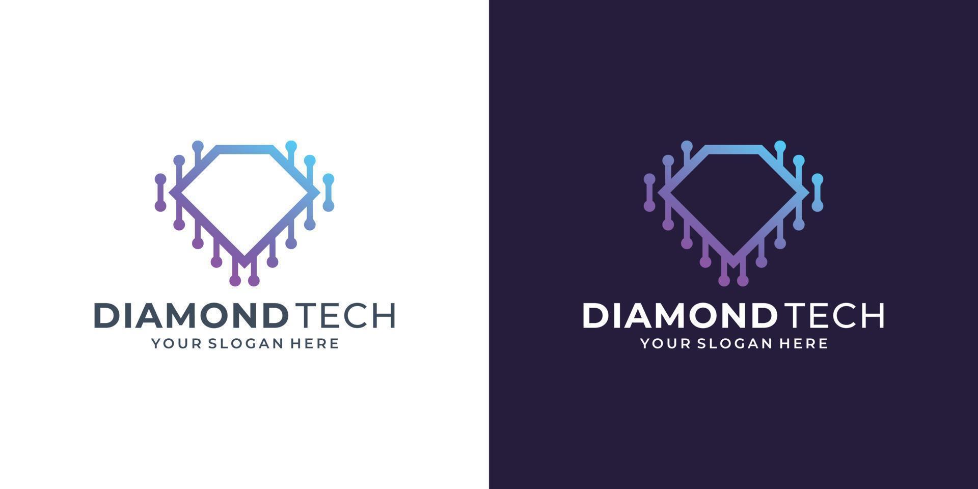 creative diamond tech logo design template. vector