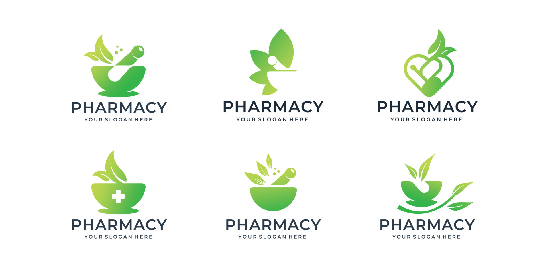 set of pharmacy medical logo template inspiration. collection of