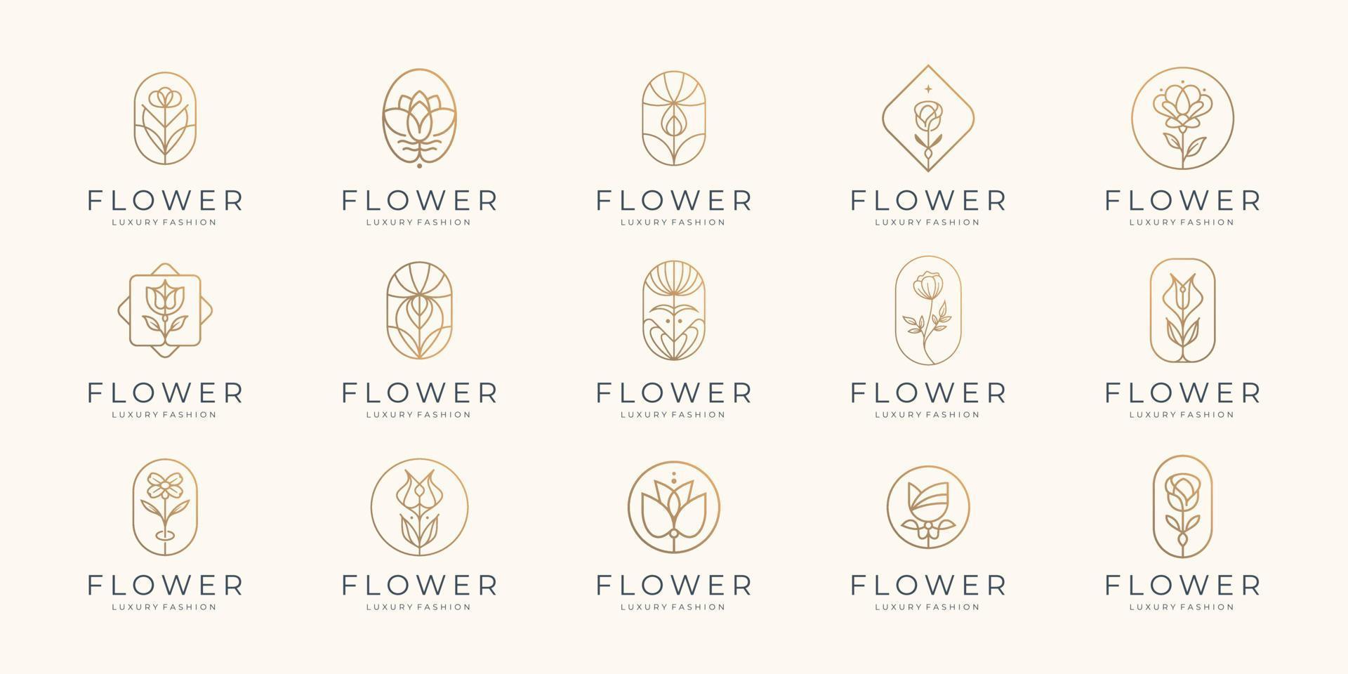 Flower ornament logo and icon set. Abstract beauty feminine floral logo design collection. vector