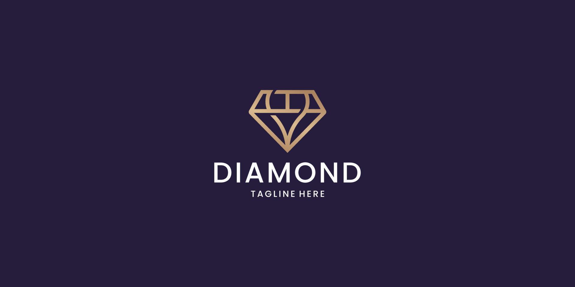 icono de diamante en estilo plano. plantilla de diseño de logotipo vector