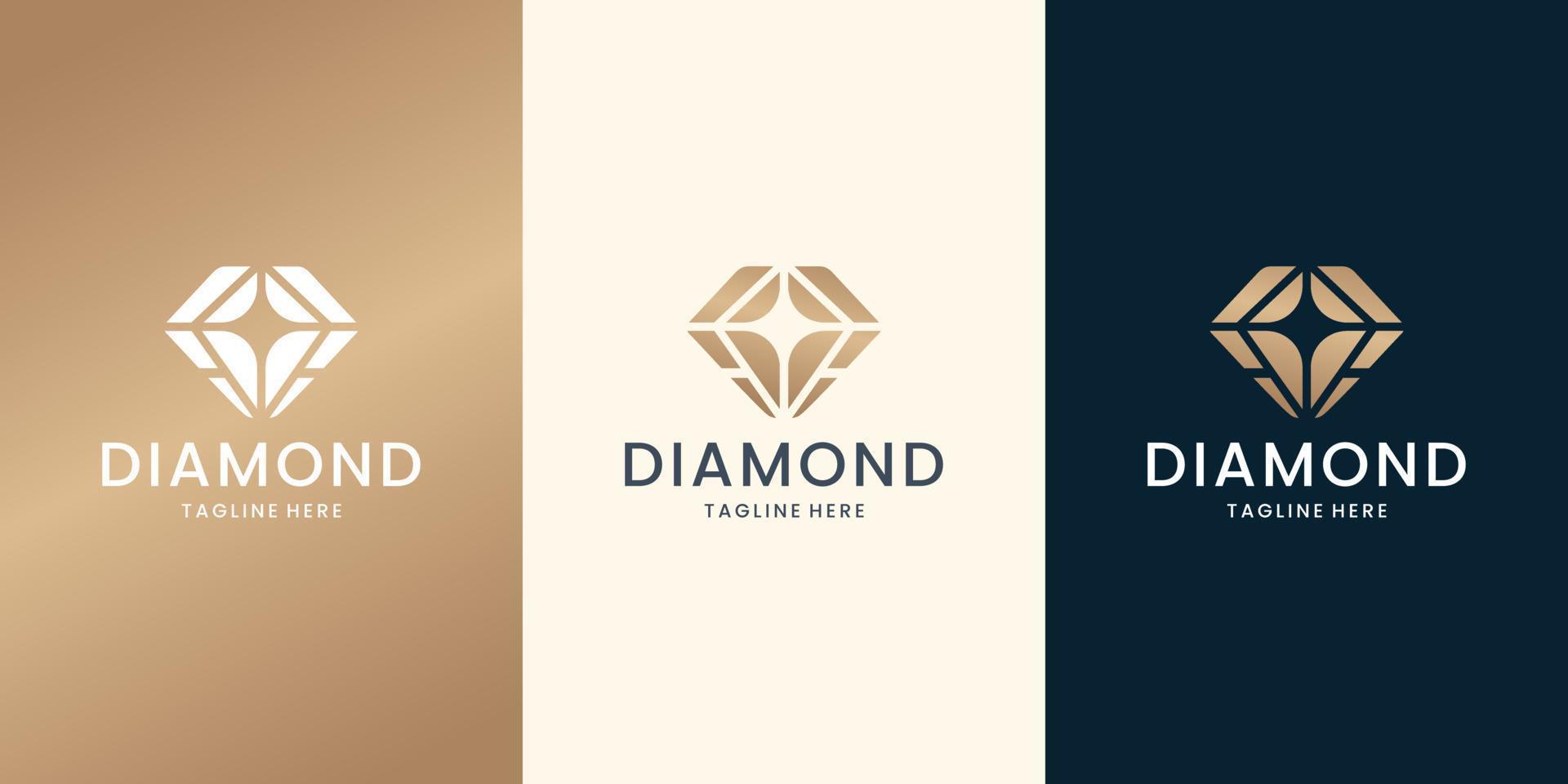 symbol of diamond gem logo template with light concept design. vector