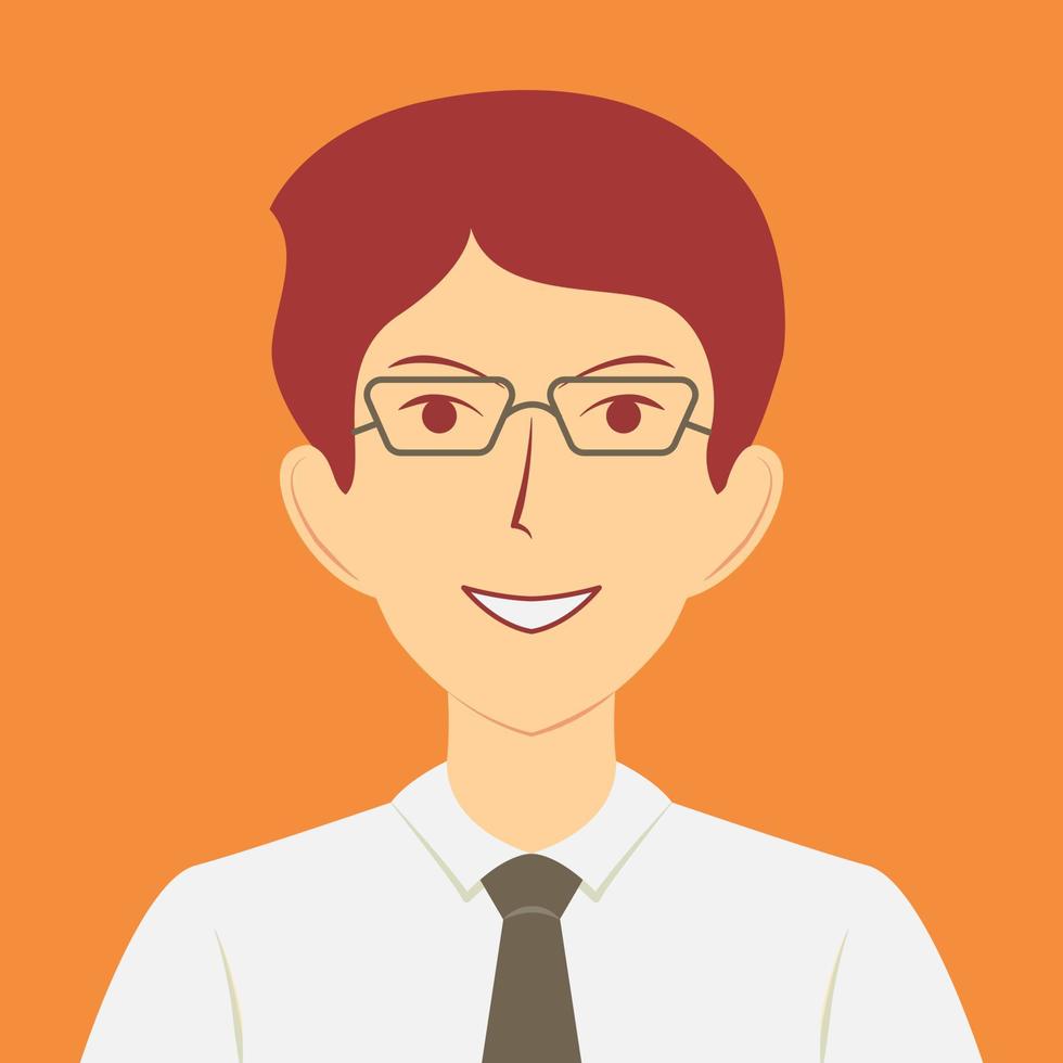 Portrait of a happy man with necktie. Avatar of a successful businessman with eyeglasses vector