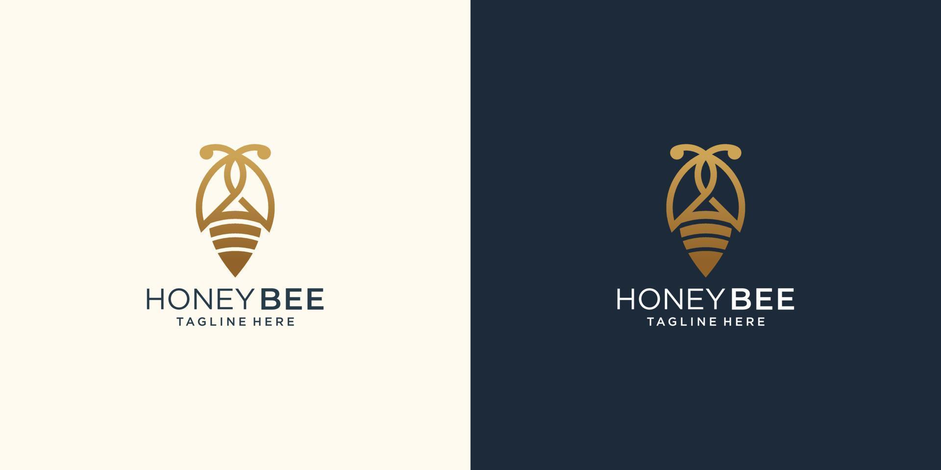 minimalist honey Bee animals logo vector. logo honey bee line style template. vector