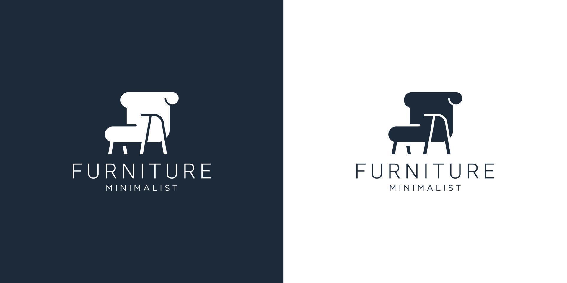 estilo de diseño de logotipo de muebles minimalistas. logotipo para la inspiración de la tienda de interiores vector