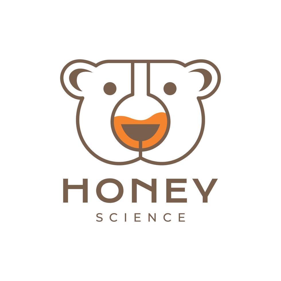 head bear honey science formula geometric labs glass logo design vector icon illustration template