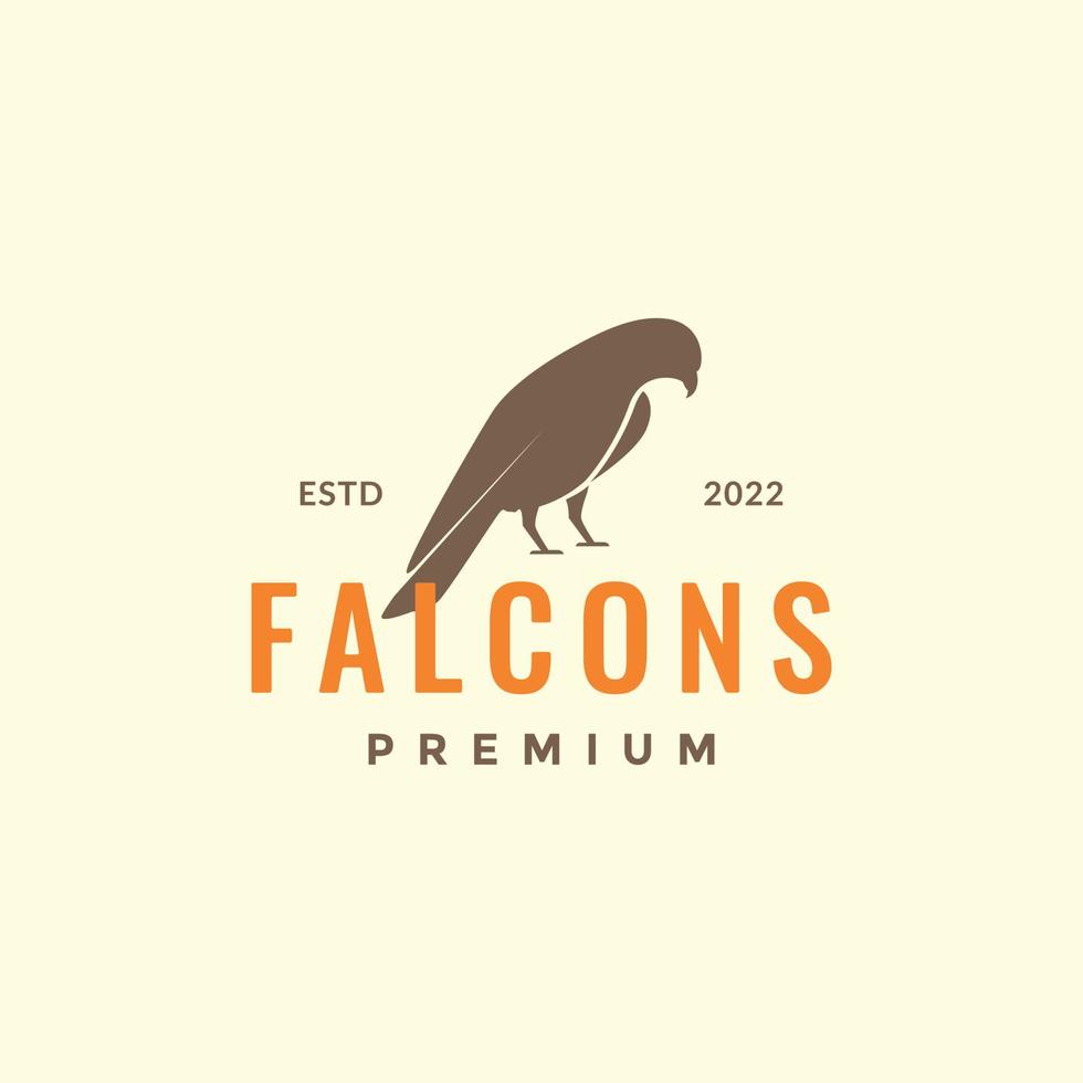 wildlife bird perched hunting prey falcon hipster colored logo design vector icon illustration template