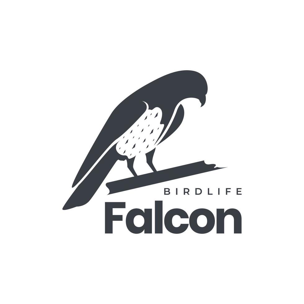 wildlife bird perched hunting prey falcon isolated logo design vector icon illustration template