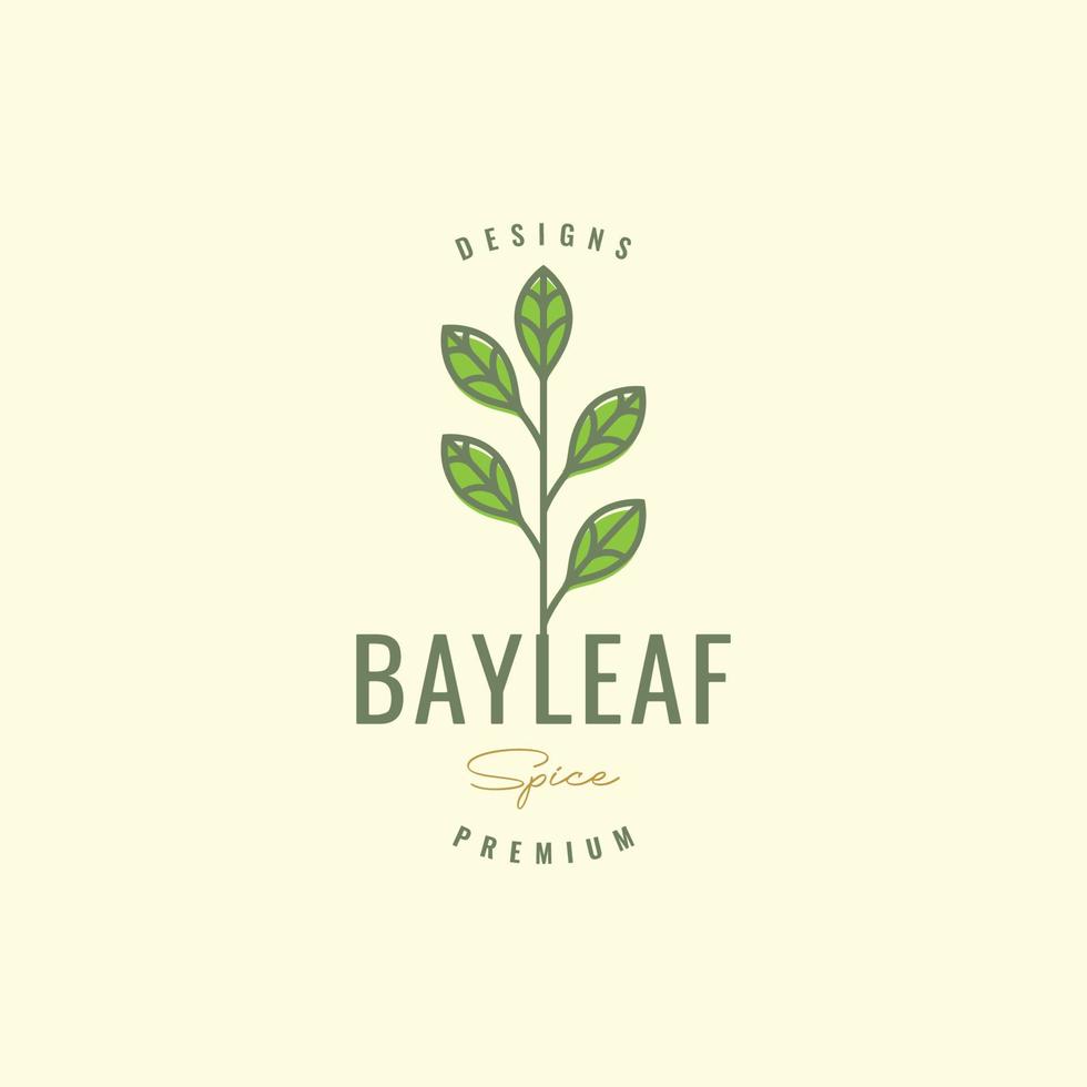 bay leaf aromatic cooking spice minimal colored hipster logo design vector icon illustration template