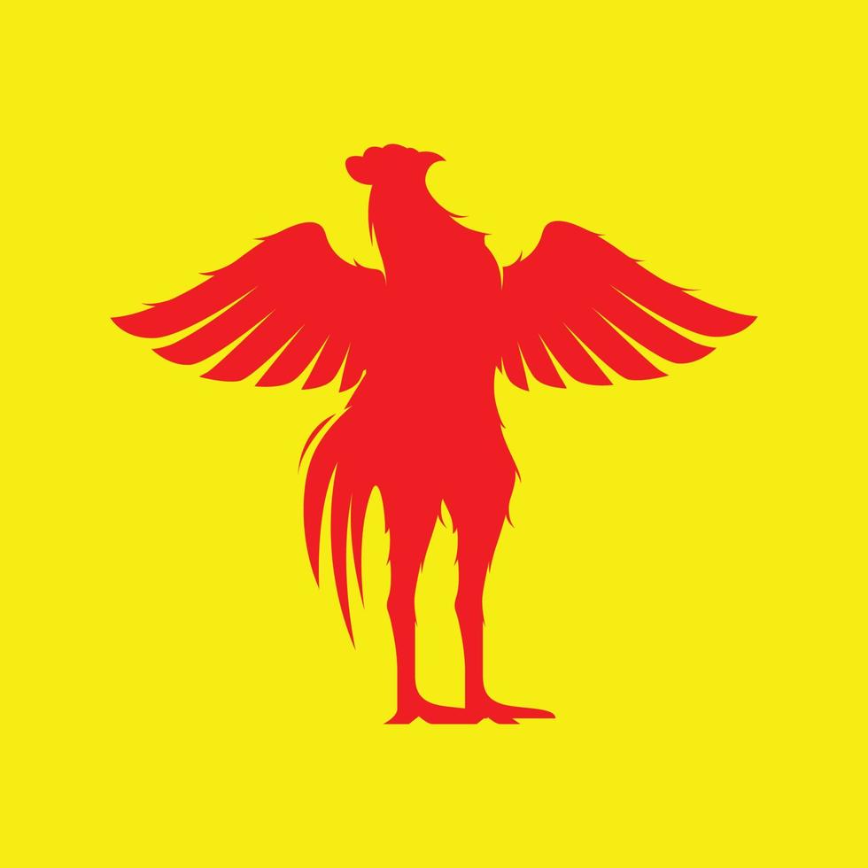 ángel de gallo de pollo con restaurante de comida de cuerpo gigante plantilla de ilustración de icono de vector de diseño de logotipo aislado