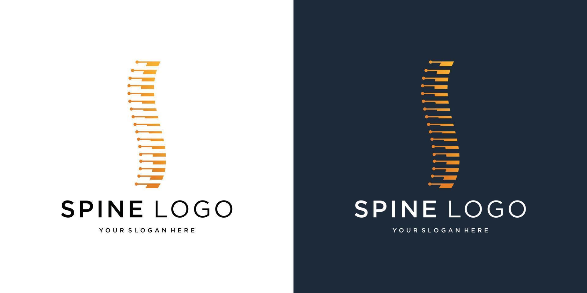 plantilla de logotipo de huesos de columna abstracta de línea geométrica. diseño de inspiración quiropráctica. vector