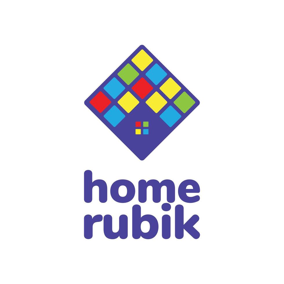 juego de juguete rubik casa tienda mercado tienda inteligente abstracto moderno logotipo diseño vector icono ilustración plantilla