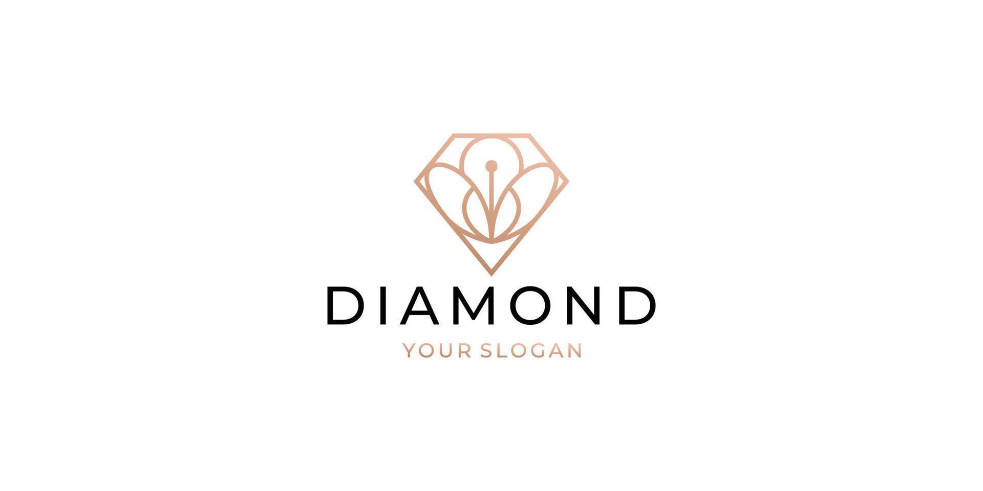 simple minimalist diamond gem round line shape design. vector