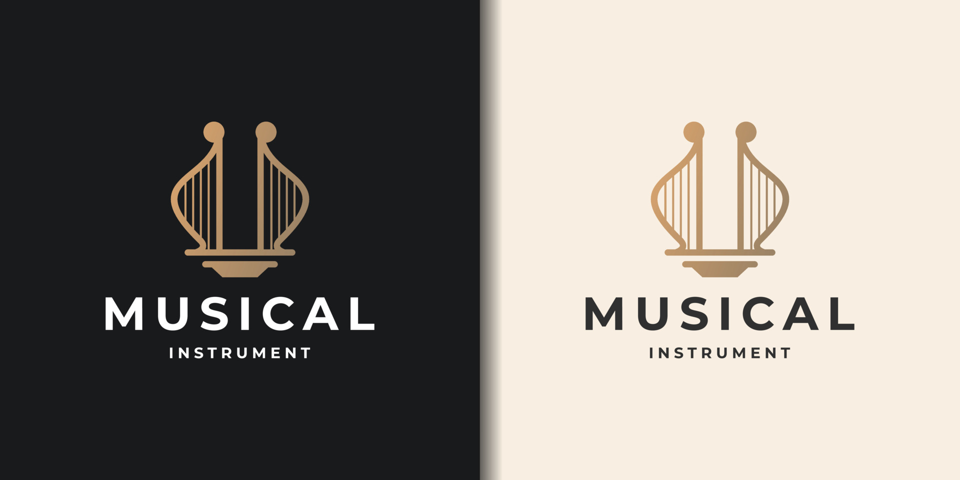 creative of simple harp logo design vector illustration template on