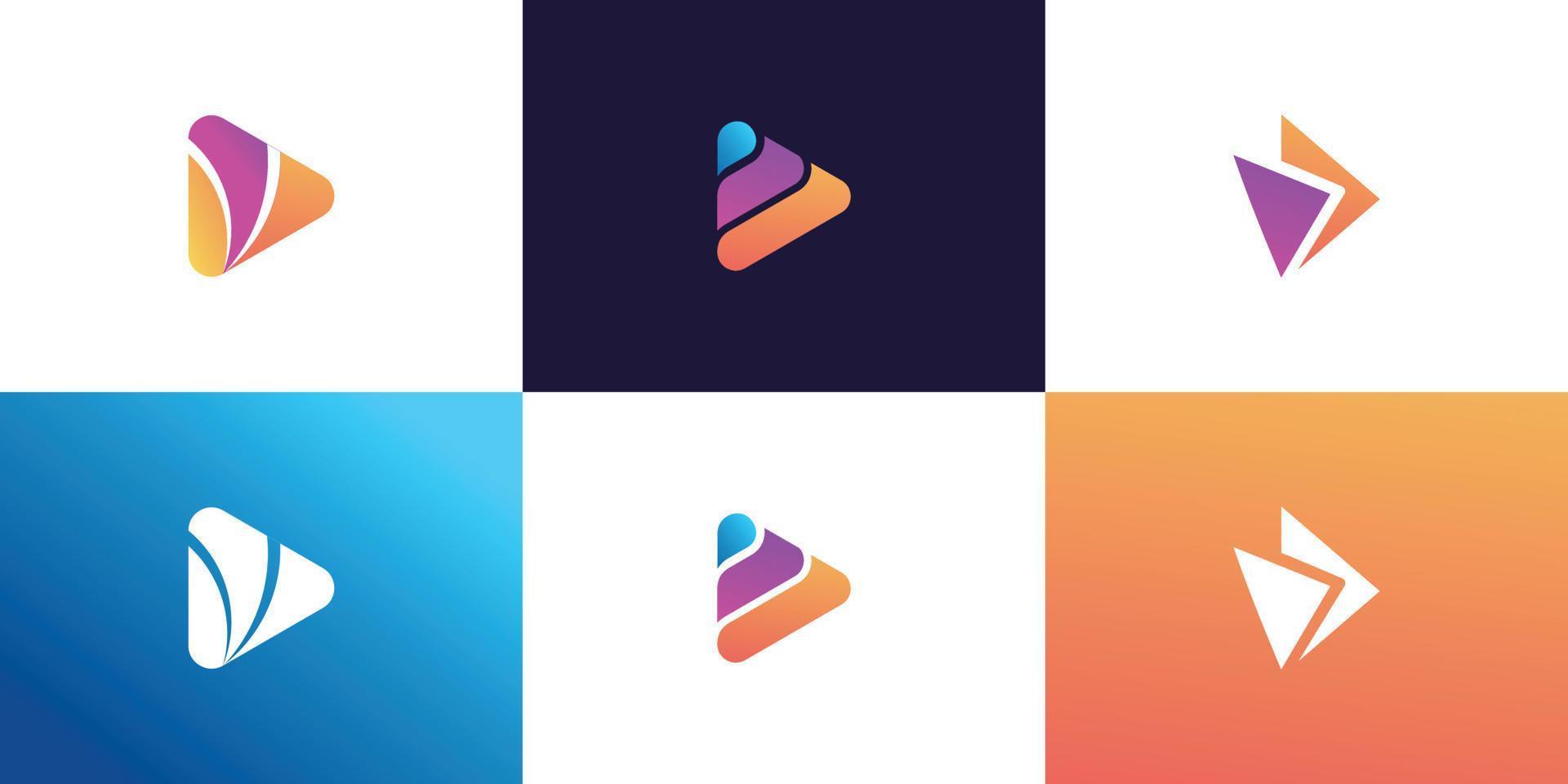 Play button media logo icon, media play technology logo icon vector illustration