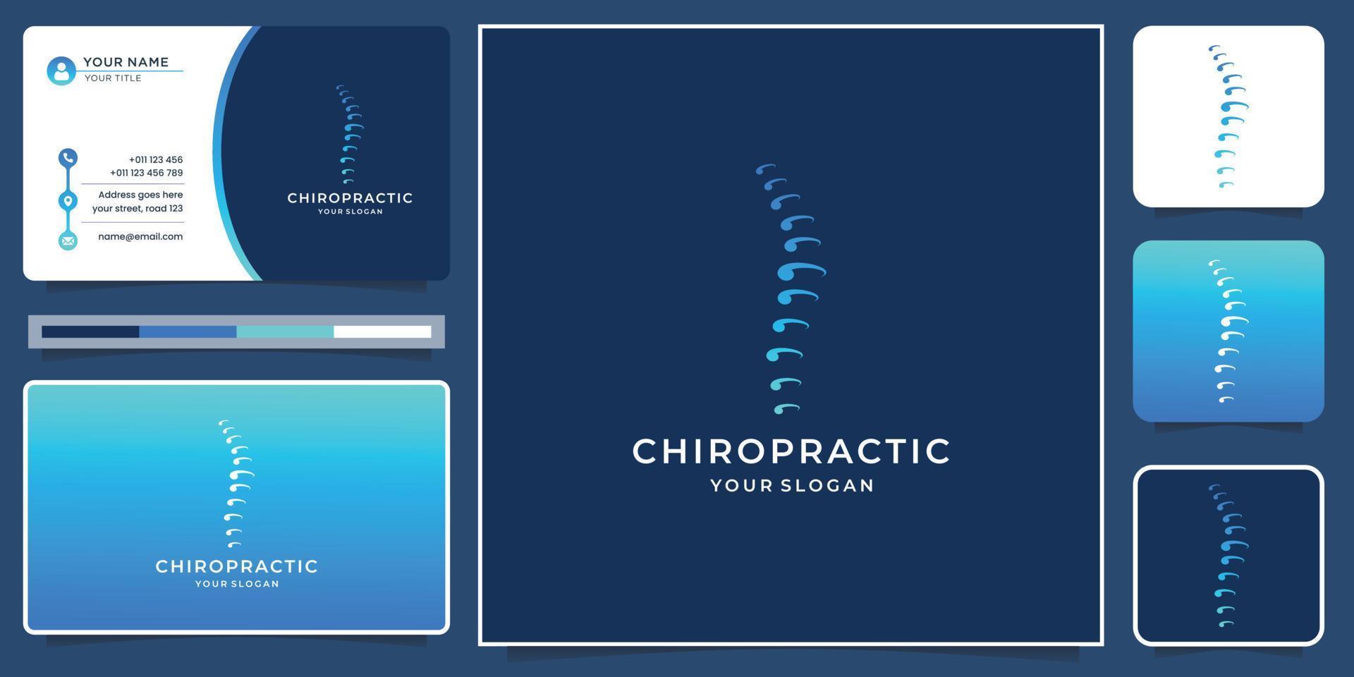 creative of chiropractic logotype template with business card design and gradient color. vector