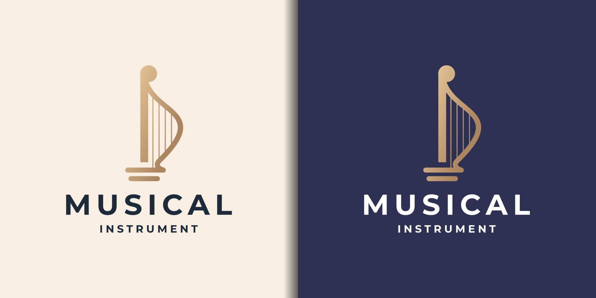 creative of simple harp logo design vector illustration template on