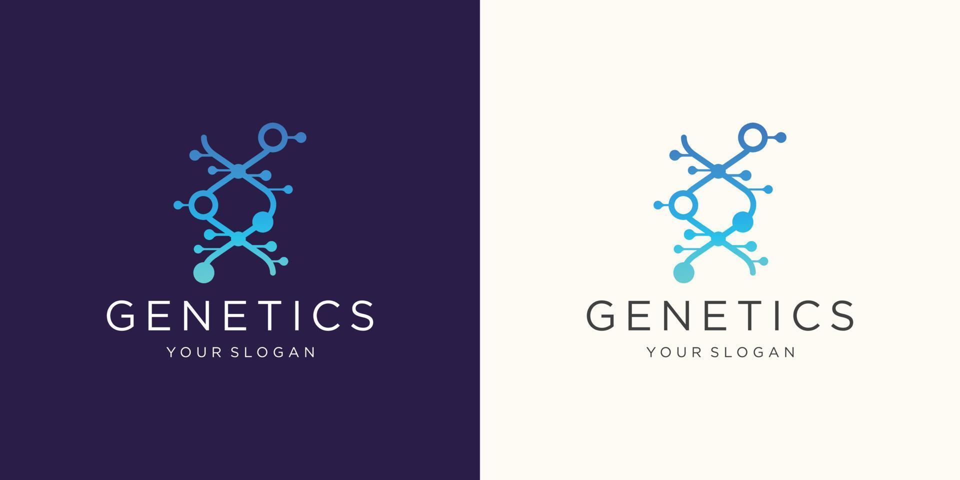 plantilla de logotipo de hélice de adn. diseño vectorial de genética de punto de logotipo de adn abstracto. ilustración biológica vector