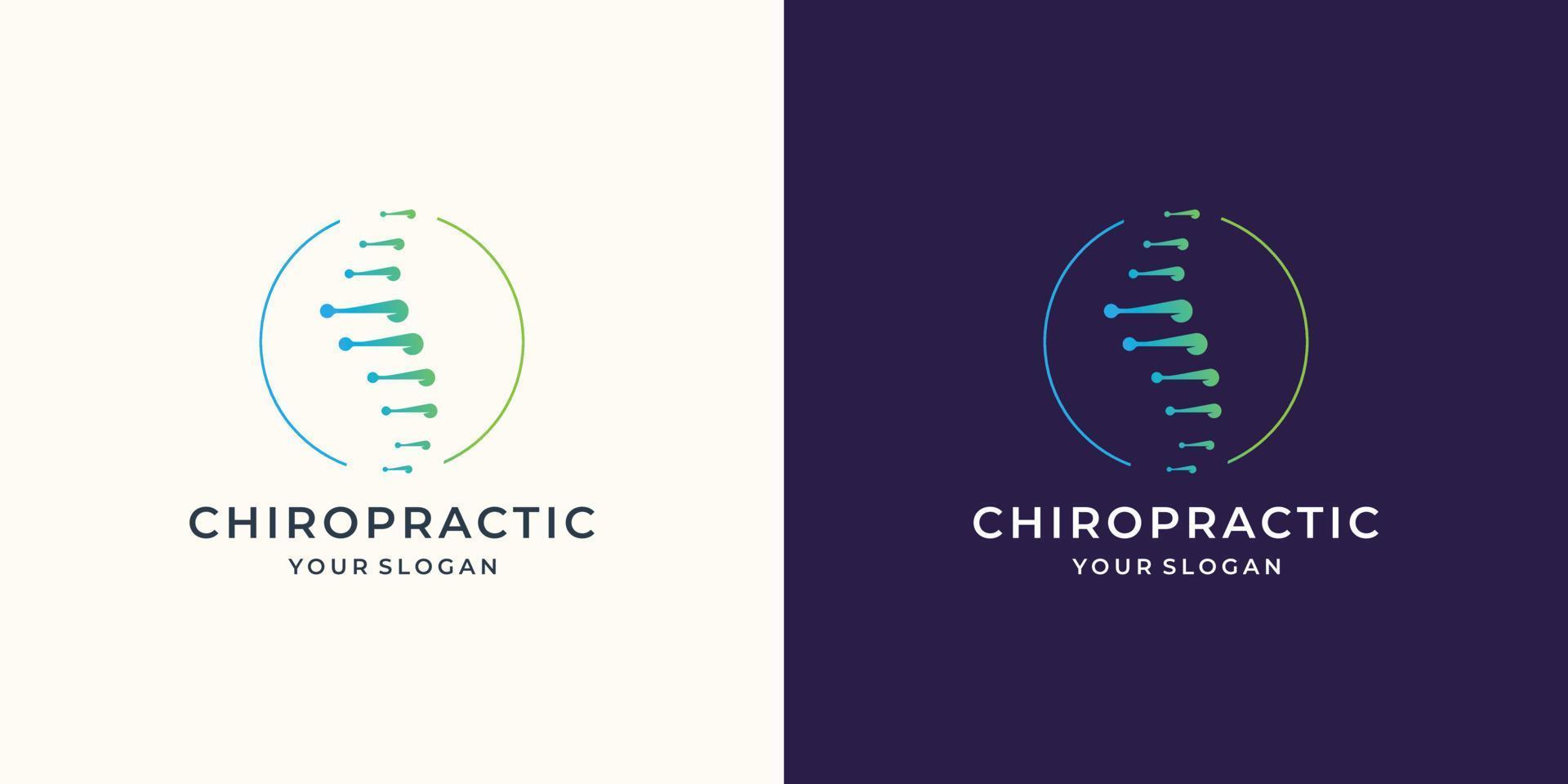 feminine symbol chiropractic logo template with circle frame shape design inspiration. vector