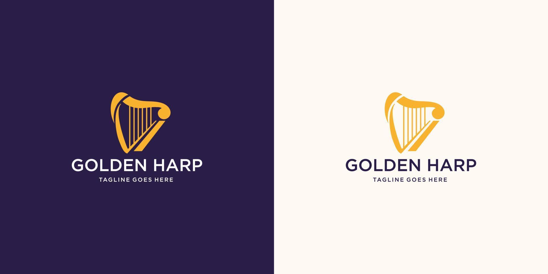 golden ancient lyre icon isolated on white and dark background. golden harp inspiration. vector