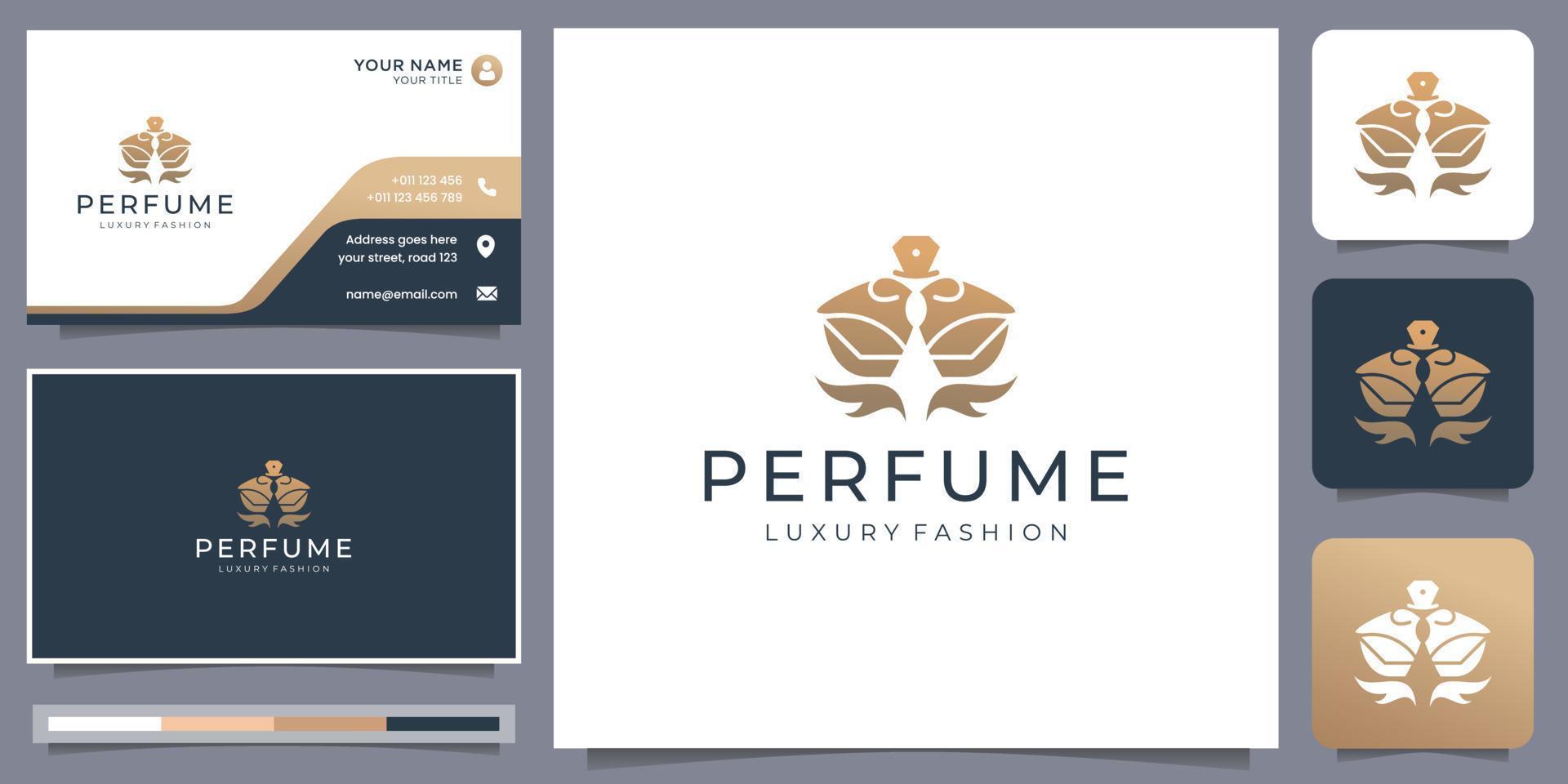plantilla de logotipo de perfume de botella elegante. logo para cosmética, belleza, salón, producto, cuidado de la piel. vector