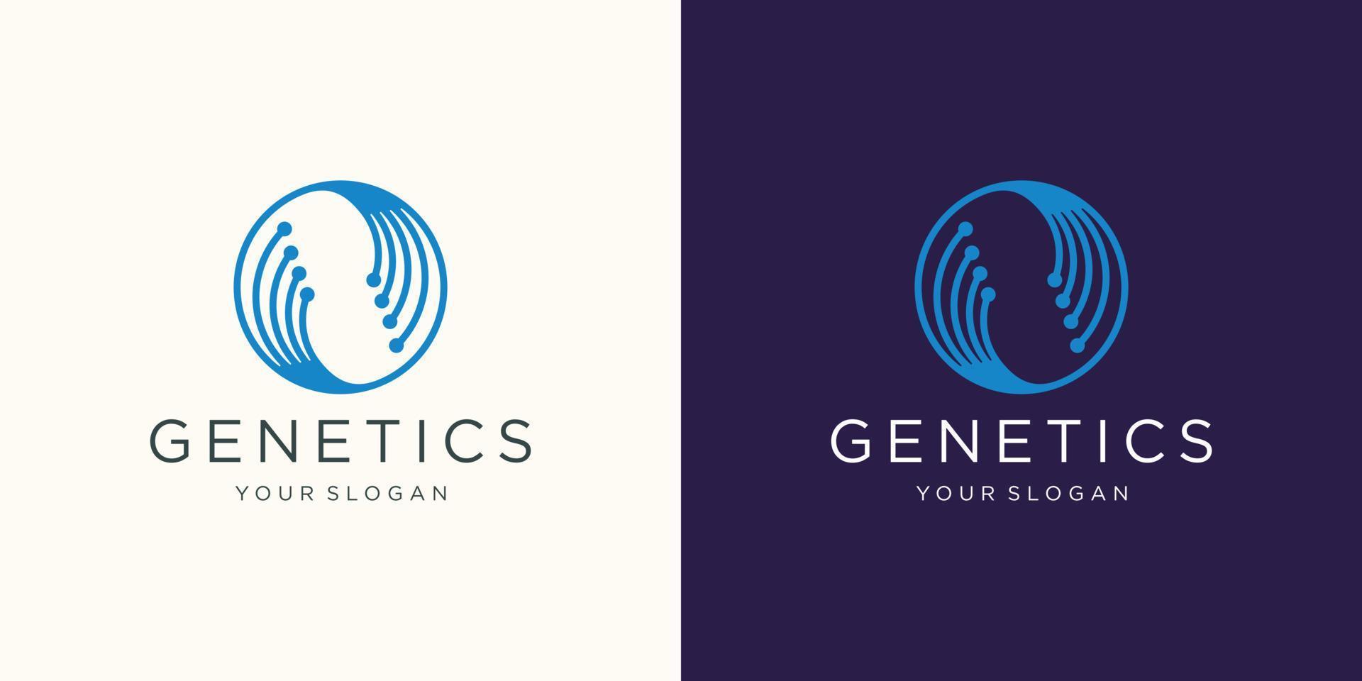 minimalist DNA icon circle linear style concept. logo for science technology vector